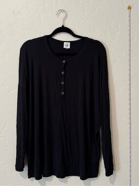 CAbi Black Long Sleeve Henley Top